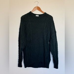 Sunday Best Cable Knit Sweater Forest Green Size S Cozy Crewneck
